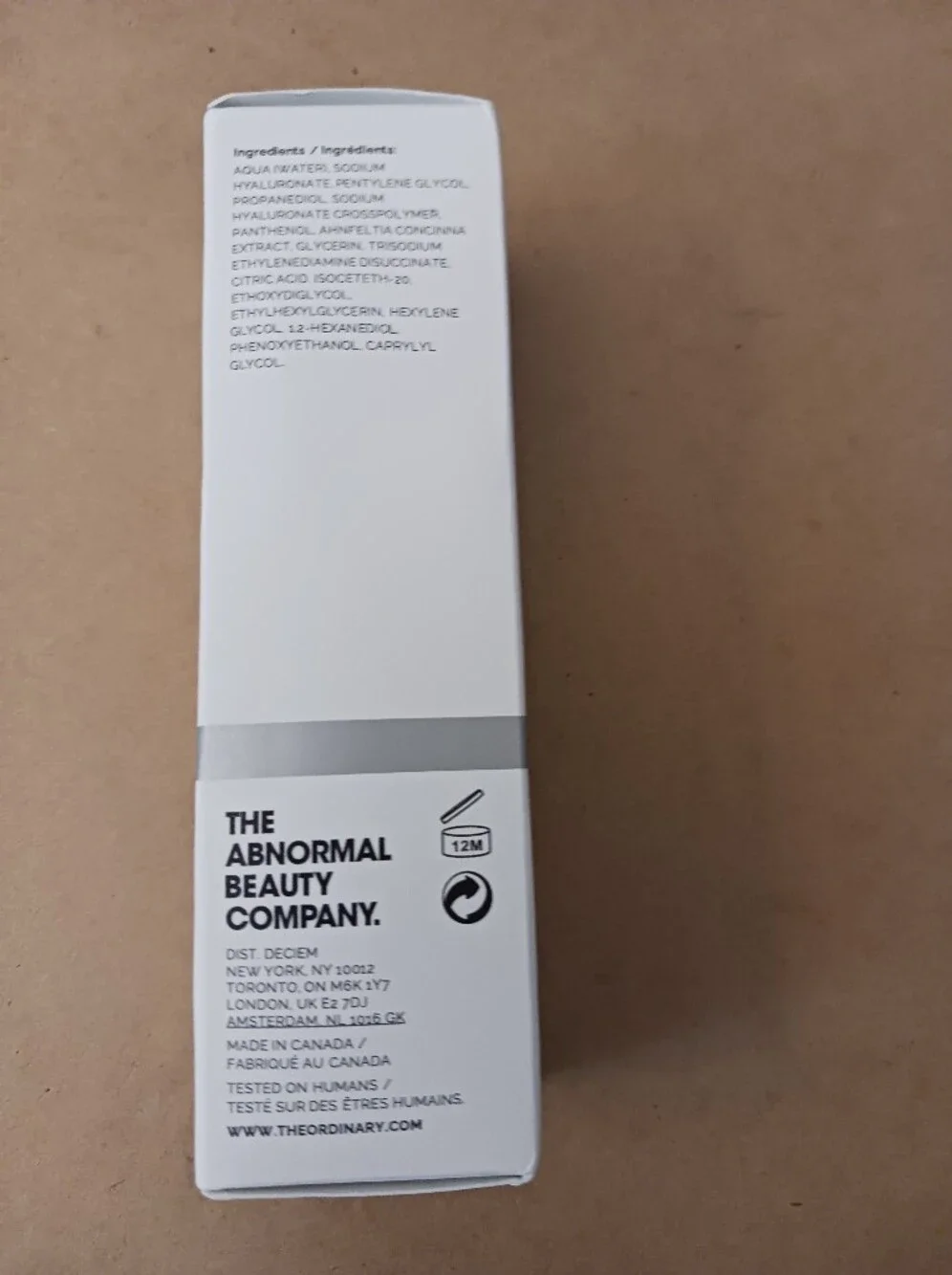 The Ordinary Hyaluronic Acid 2% &  Vitamin B5 Moisturizing Serum 30ml New